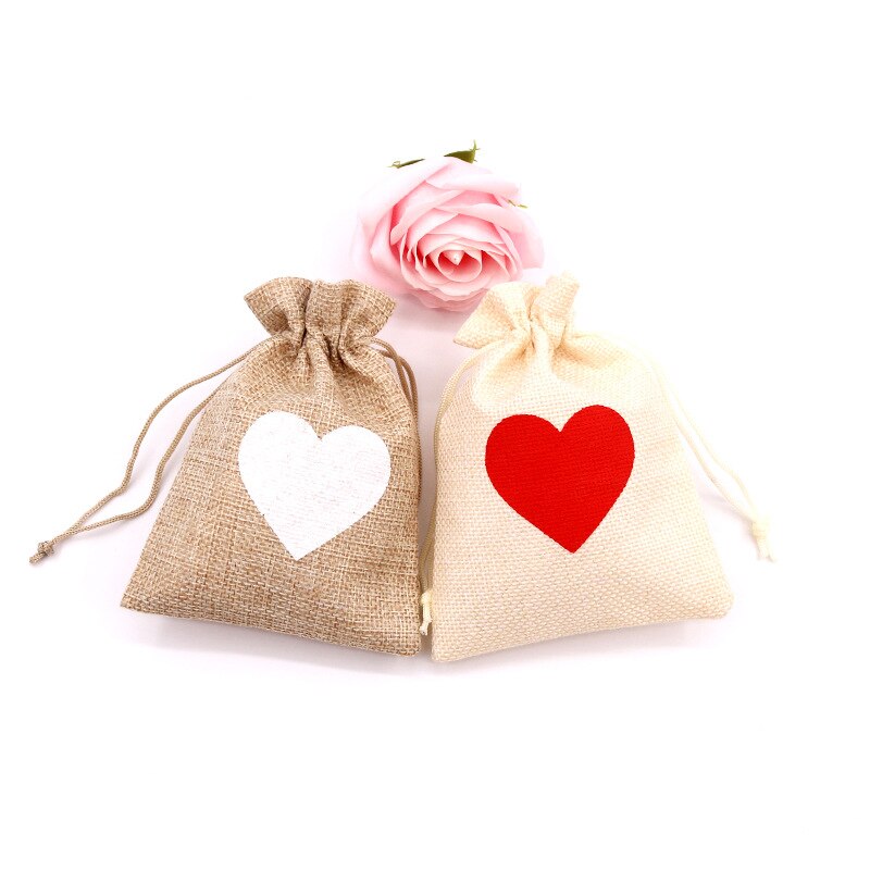 10*14cm 5PCS Burlap Drawstring Bags Jute Hessian Drawstring Sack Wedding Favor Pouches Home Party Decoration Crafts Pack