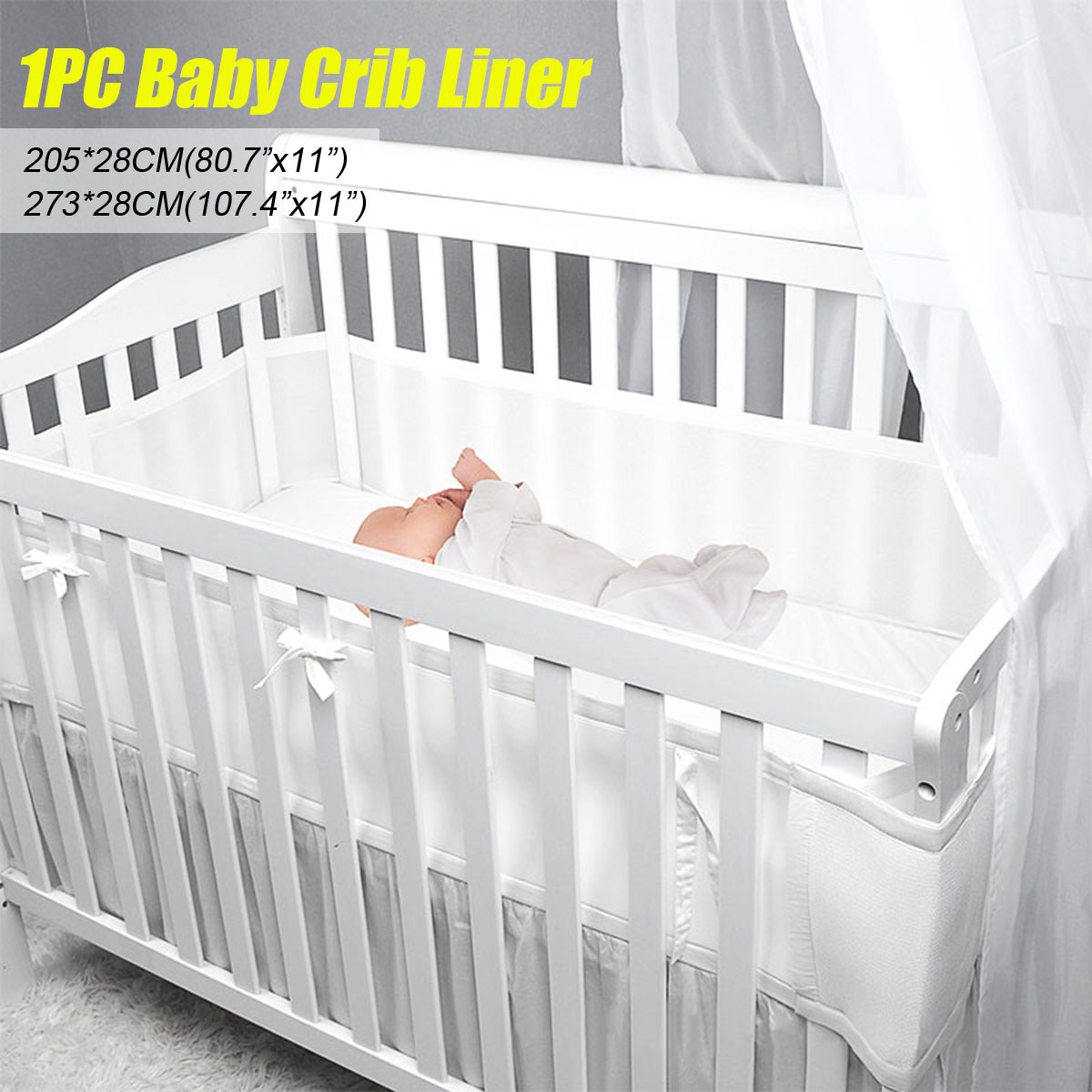 Baby Ademend Mesh Wieg Liner Baby Cot Bumper Ademend Mesh Kinderen Bumper Crib Liner Babybedje Sets Bed Rond Protector