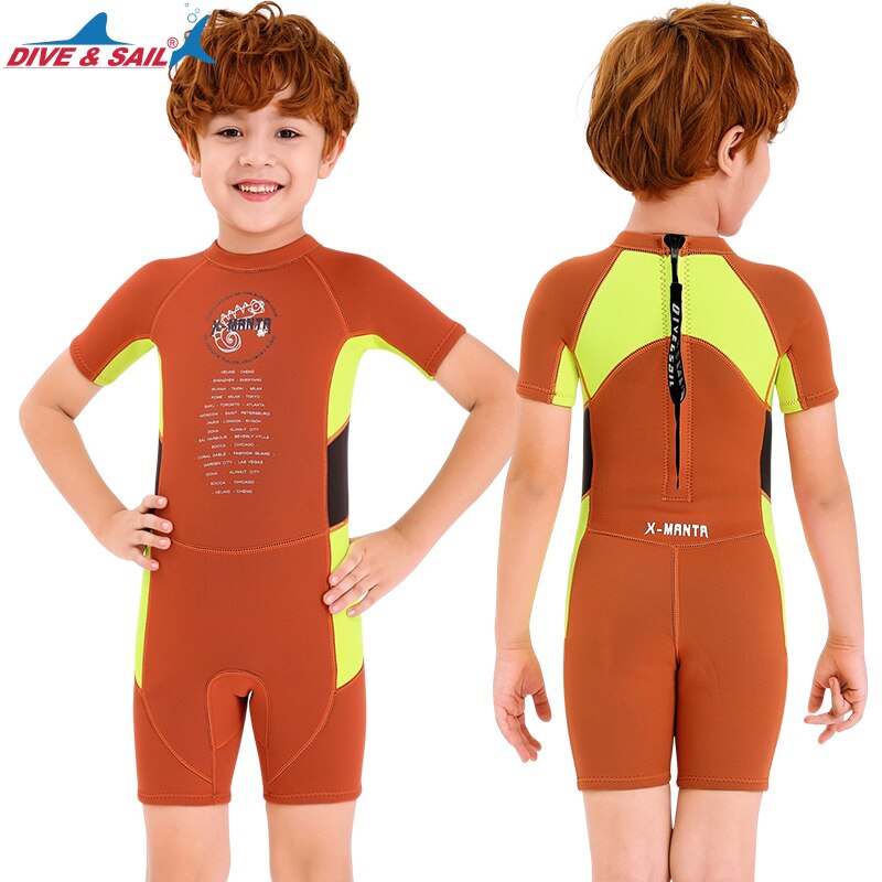 Dive sail Brand 1pc Neoprene Suit 2.5mm Back Zip Keep Warm for Swim Surf Dive Scuba Dive Snorkeling Boys Girls Kids Wetsuit: M150601K-A / S