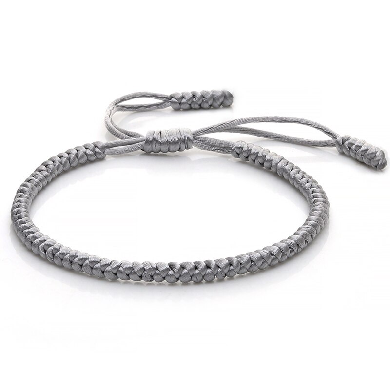 Mode Vrouwen Armband Handgemaakte Tibetaanse Boeddhistische Lucky Charms Verstelbare Knopen Touw Mannen Armbanden En Armbanden Meisjes Gevlochten Sieraden: Gray