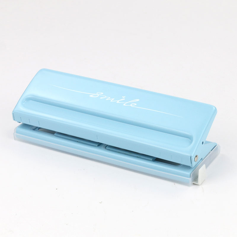 Perforadora de papel para manualidades, cortador de 6 agujeros de Metal, ajustable, para manualidades, A4, A5, A6, papel de hoja suelta, papelería de oficina: Azul
