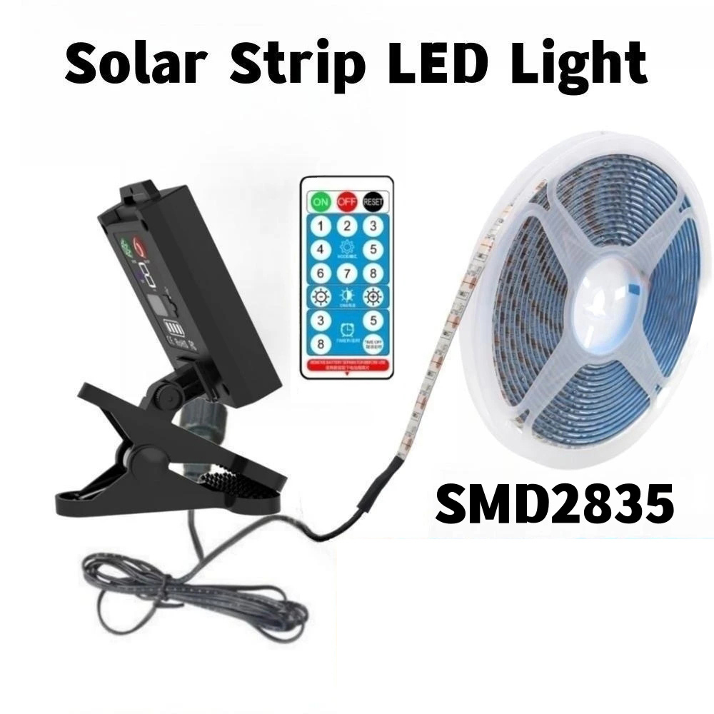 5 V Solar-LED-Streifen, Fernbedienung, 2835, 60 LEDs, flexible Bandbeleuchtung, wasserdicht, warmweiß, 0,5 m, 1 m, 2 m, 5 m, Gartendekoration: Black / green