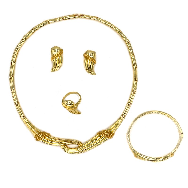 African Dubai Jewelry Sets For Women Necklace Earings Luxury Saudi Bride Gold Plated Jewelry Wedding Party