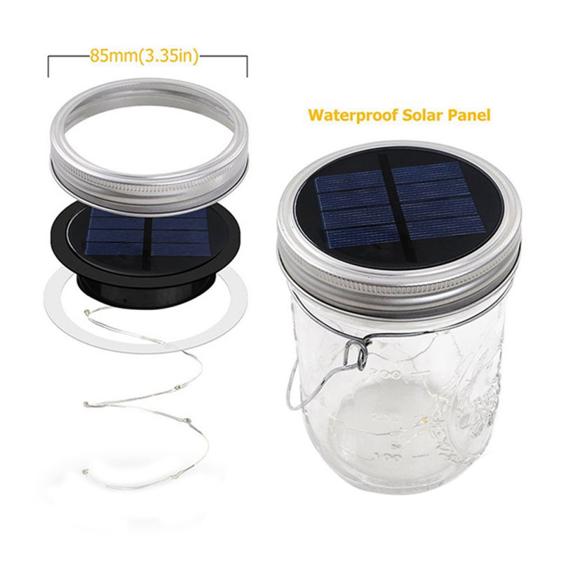 20 LED Solar Fairy Cap Licht Mason Pot Deksel Lamp Xmas Outdoor Tuin Decor 2 M Warm Licht Automatisch Opladen automatische Verlichting