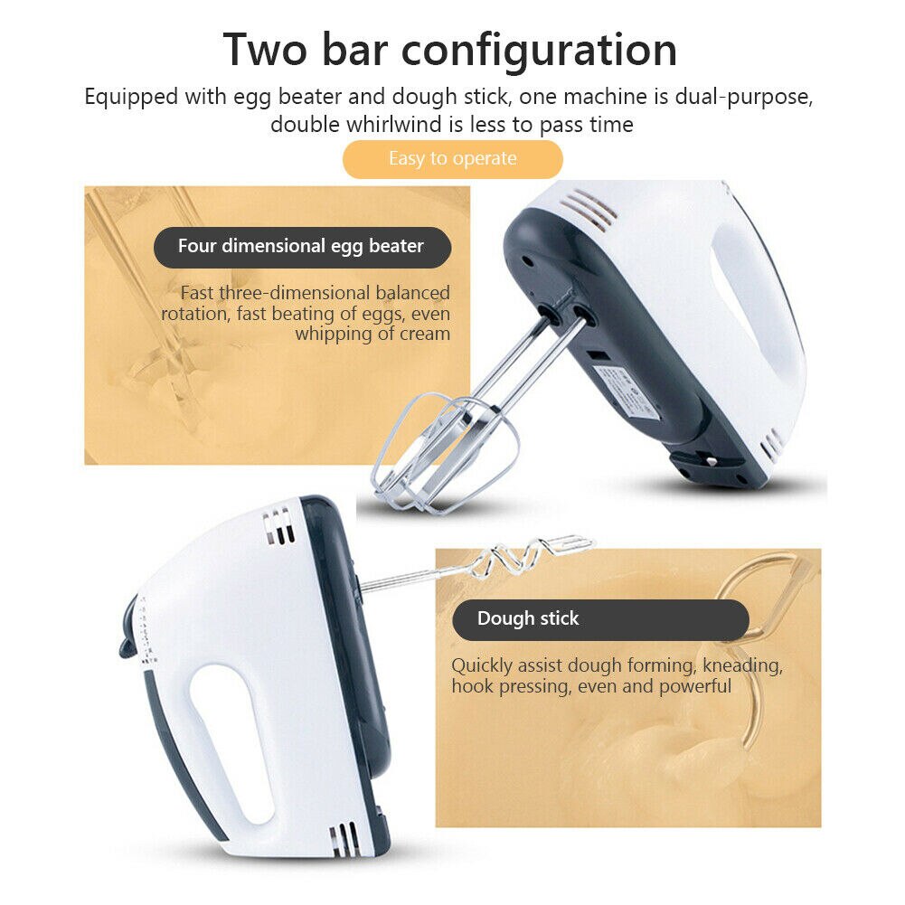 Electric Food Egg Hand Mixer Cake Dough Stand Blender Bowl Beater 7 Speed Mixing HG99