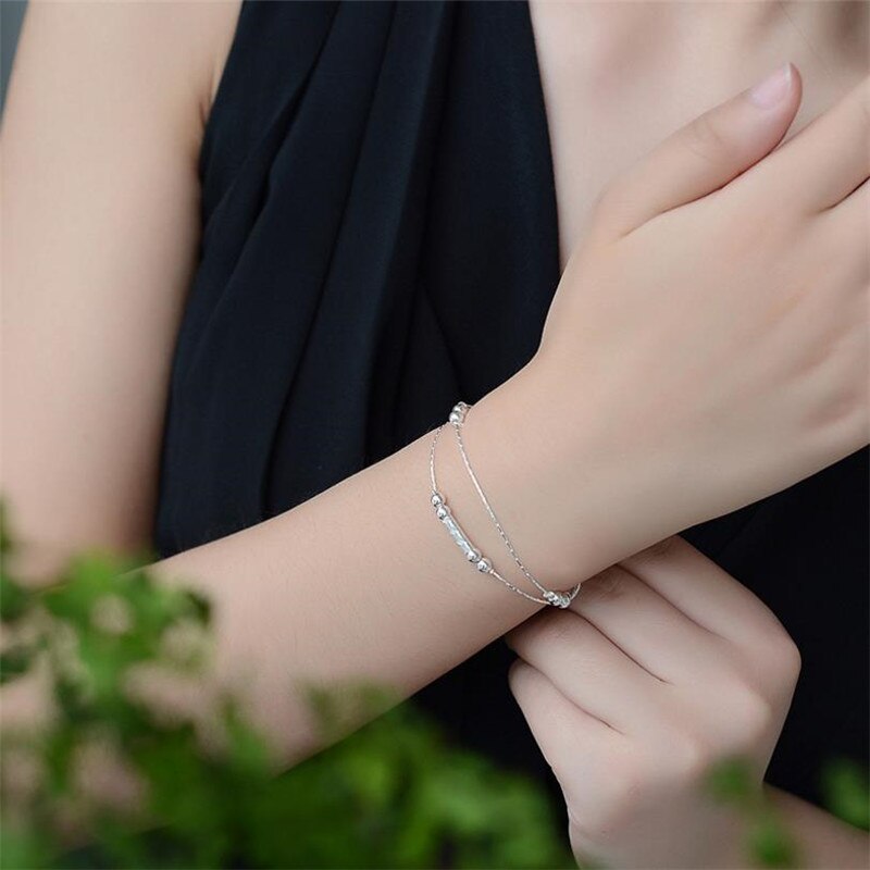 Female Silver 925 Bracelets For Women Jewelry Trendy Tube Anklets Girls Party Accessories Princess Silver Anklet Lady: bracelet