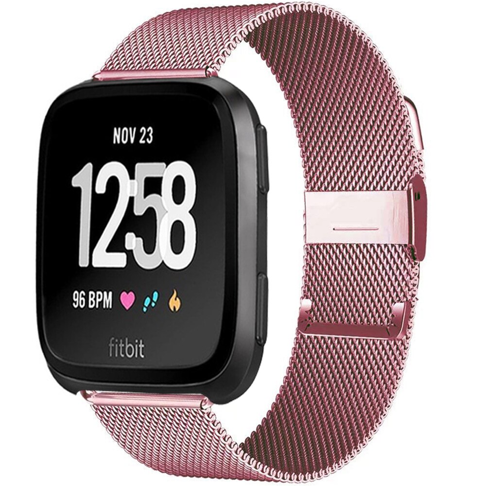Milanese band for Fitbit Versa/Versa 2/versa Lite Strap Stainless Steel Bracelet Strap smart watch Accessories: pink gold / large size