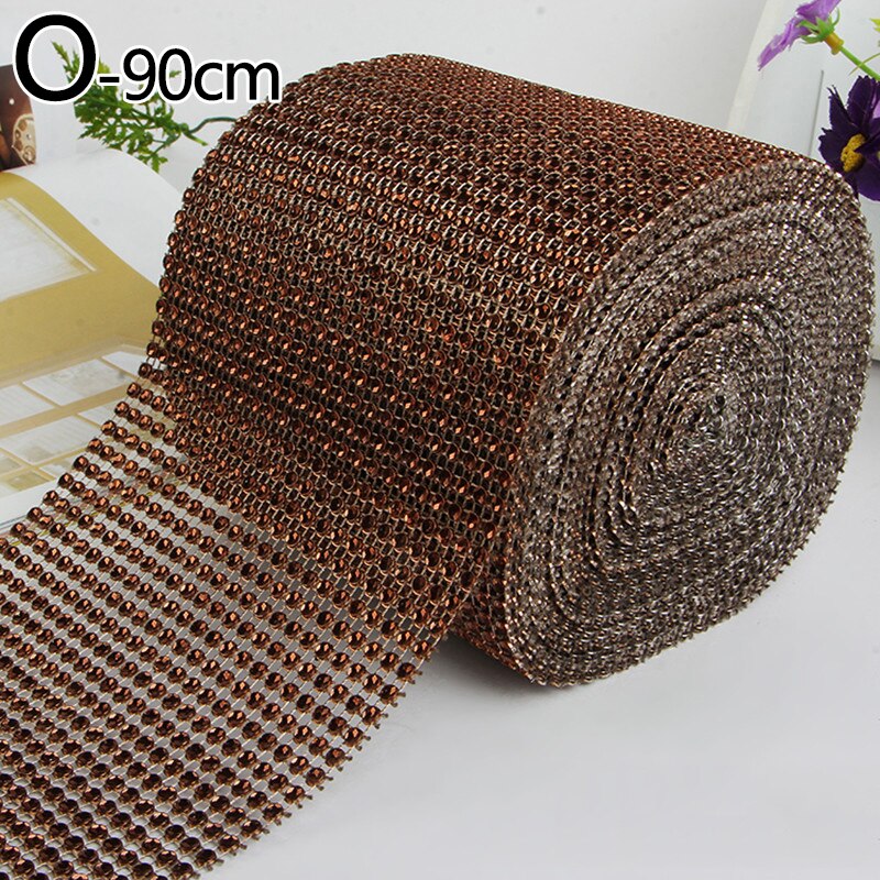 1 Roll 24 Rijen Goud Zilver Crystal Diamond Mesh Rhinestone Lint Voor Verjaardag Bruiloft Diy Decoratie Cake Wrap Crystal Tulle: O