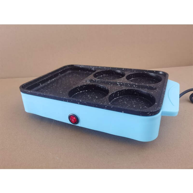 Poêle à frire antiadhésive pour le petit déjeuner, poêle à Steak et à saucisses, électrique, 1000W: Bleu / With lid / L'UA