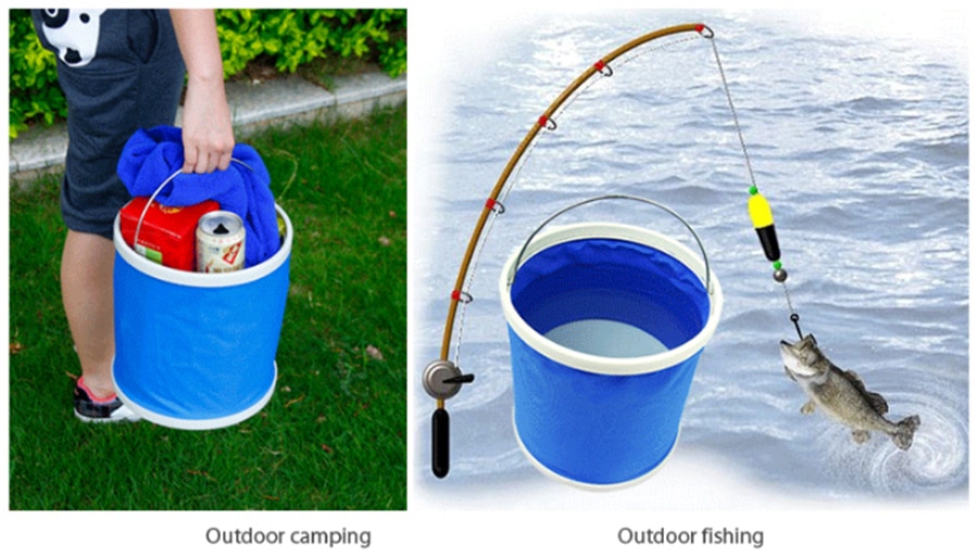 Folding Bucket Portable Wash Outdoor Fishing Bucket Car Storage Box Car Wash Mop Bucket Cleaner