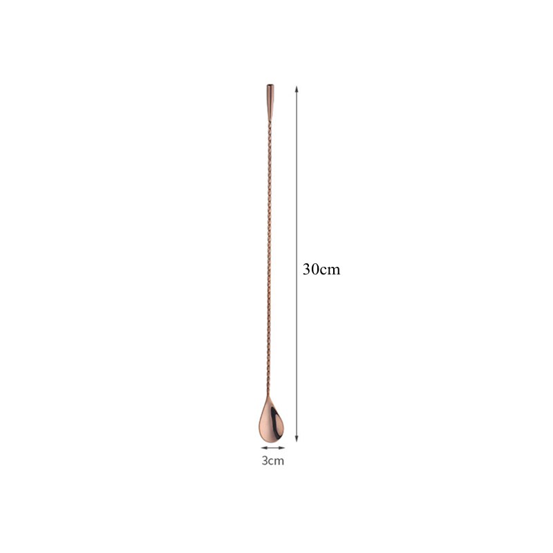 Cuillère à Cocktail à poignée en spirale de 30/40/50cm de Long, agitateur à boisson, tige de mélange de Whisky, outils de barman, ustensiles de Bar de cuisine: 30cm Rose Gold