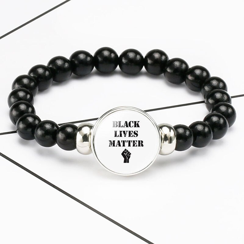 Black Lives Matter Beaded Bracelet George Floyd Protest Glass Dome Snap Buttons Charms Bracelets Jewelry: 8