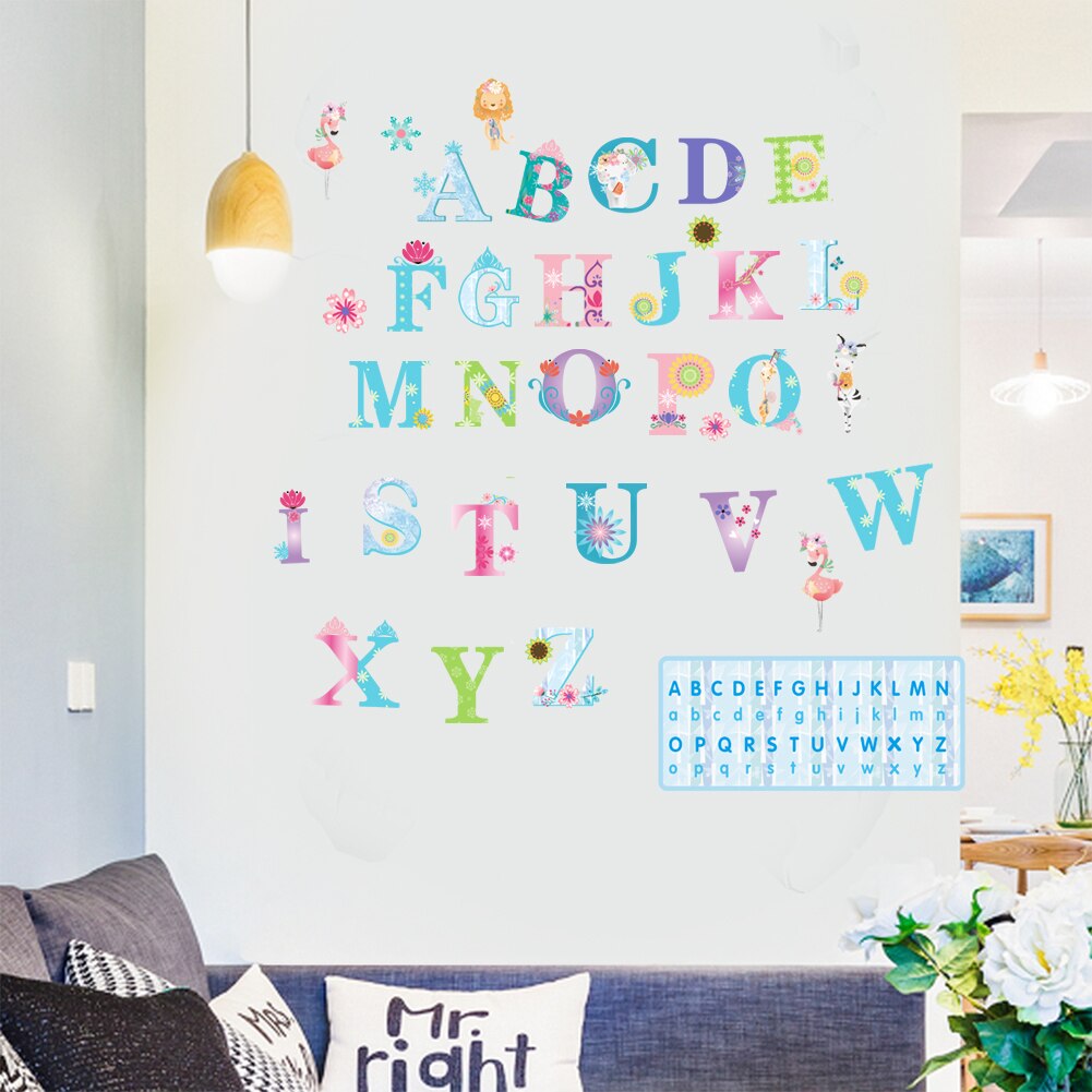 Cartoon number animal 26 letter word wall stickers children&#39;s room kindergarten early education wall stickers letter signs: 08