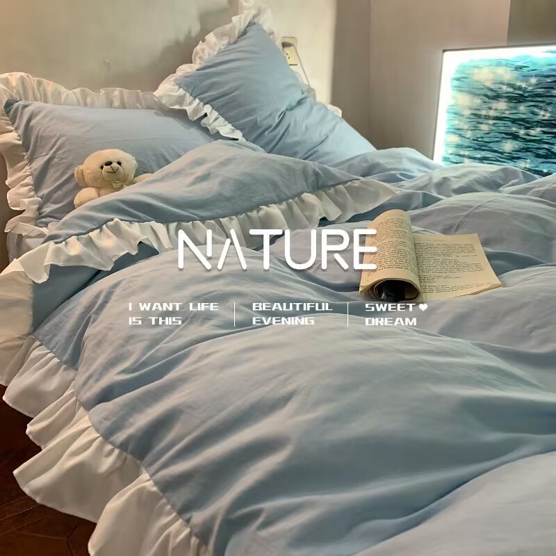 eins Prinzessin Stil Bettwäsche-setzt Rüschen Spitze Bogen Bett bezug romantische Bettwäsche Dekor Frau Mädchen Schlafzimmer Bett bezug 4 stücke