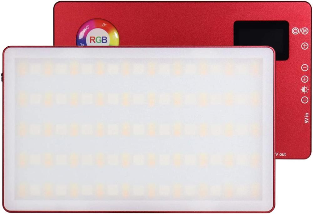 RGB Led Video Light CRI 96+ 360° Full Color 9 Lighting Effect 3200-7500K Adjustable 1-100% Stepless Dimming for Camera Photograp: Red