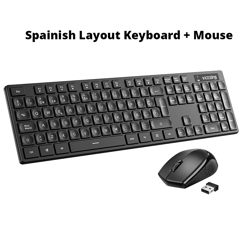 VicTsing PC190 Wireless Keyboard And Mouse 104 Keycaps Slim Keyboard And Mouse Combo Set For PC Computer Tablet Notebook Windows