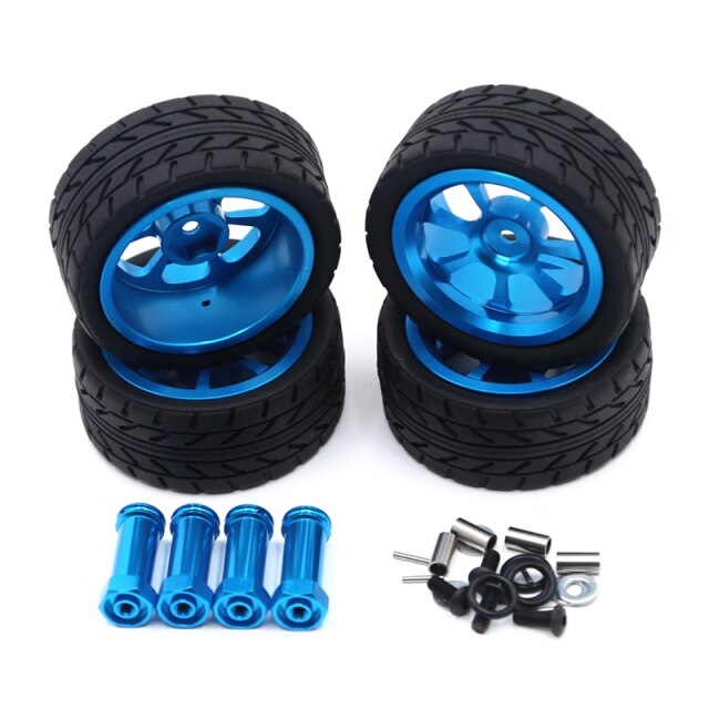 65mm Metall Felge Reifen Reifen mit 12mm Verlängert Adapter für Wltoys 144001 A959 A959-B 124019 124018 RC Auto Teile: Blau