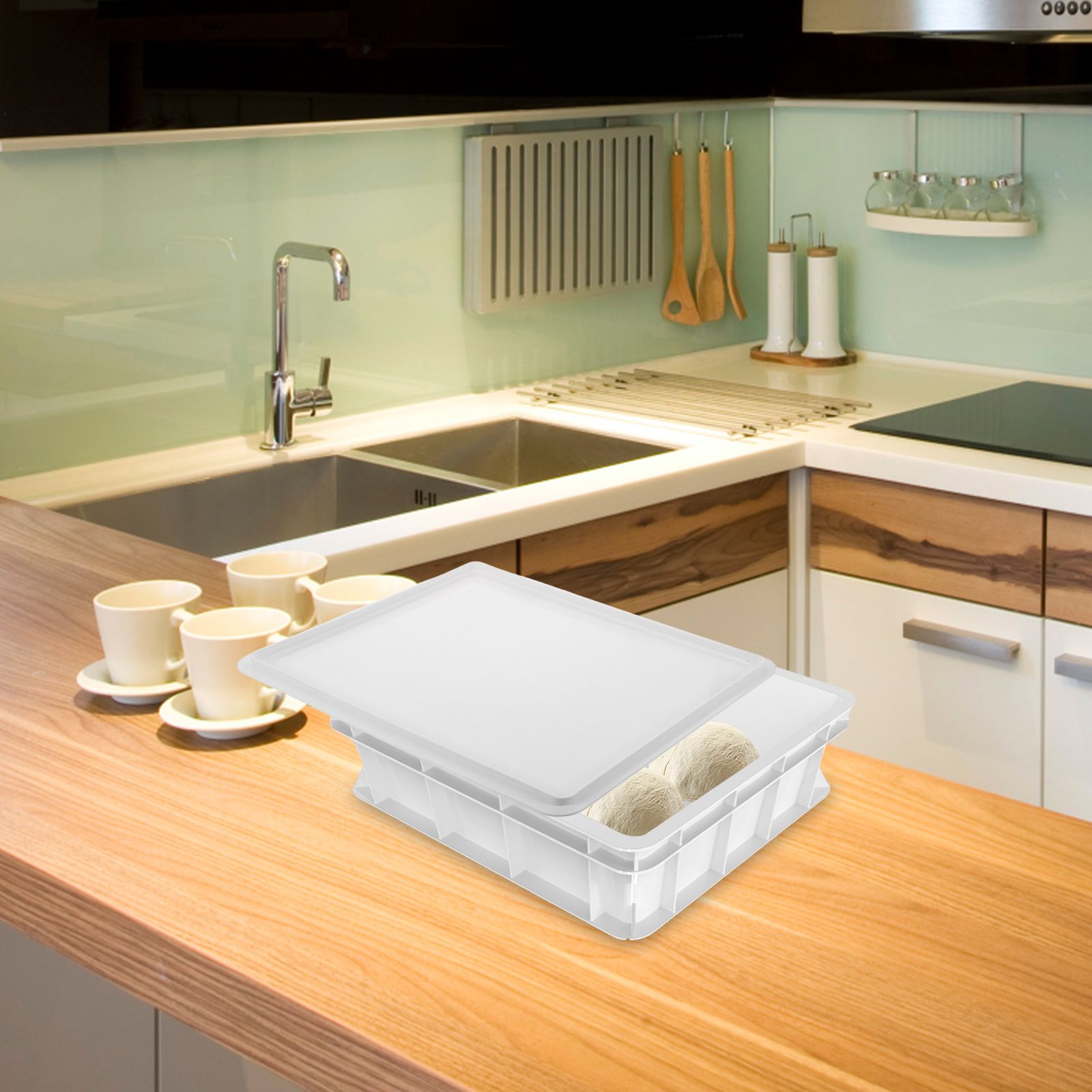 Gistingsdoos Deeg Proofing Tray Deeg Proofing Tray Cover Vervangingsdeksel Witte Broodopslag Pizzacontainer Stapelbaar
