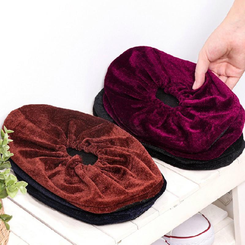 1 Pair Portable Reusable Shoe Covers Elasticity Non-Slip Flannel Overshoes Boot Overshoes Shoes Organizers