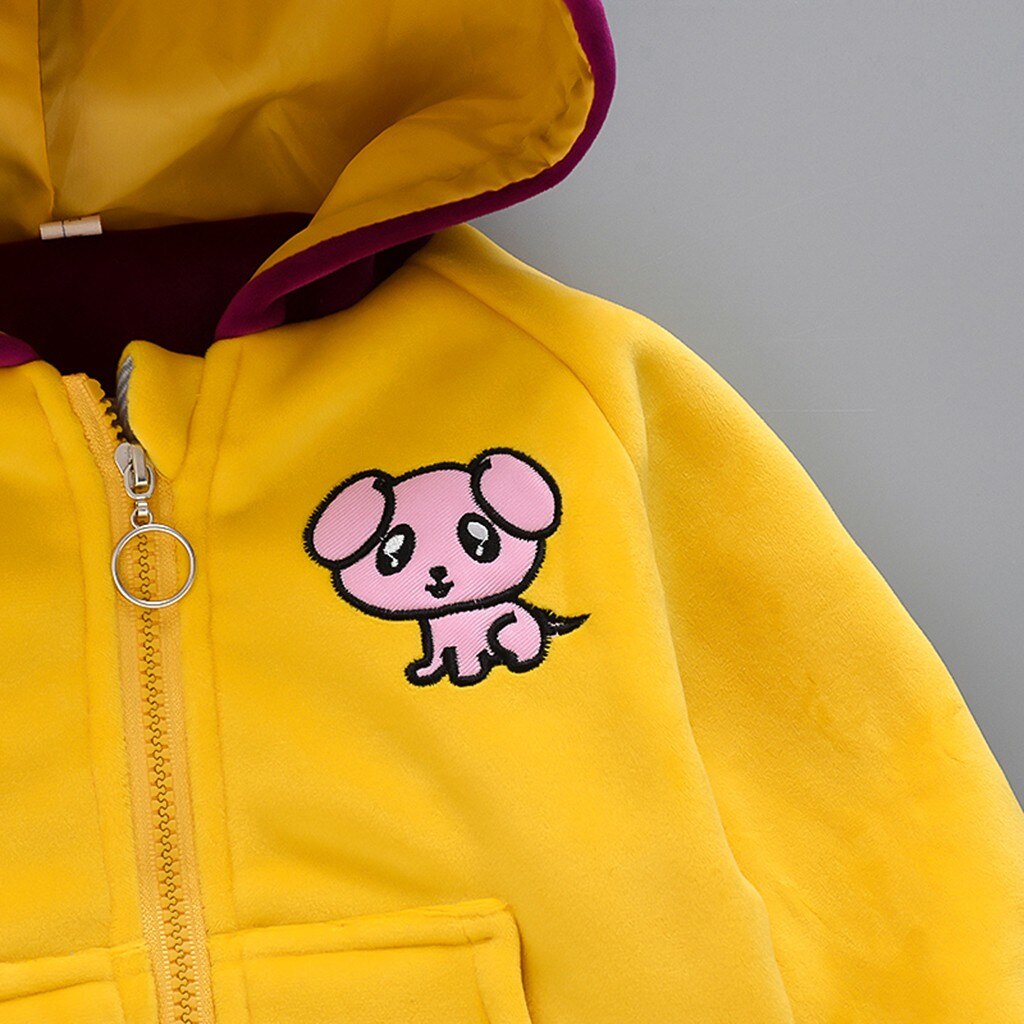 Manteaux chauds à capuche pour enfants, animaux de dessin animé, automne et hiver, pour filles et garçons