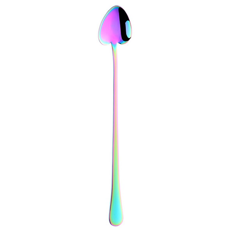 1 Pc Rvs Dessert Lepel Lange Steel Ice Scoop Kleine Koffie Lepels 8 Kleuren Mooie Servies voor Kit party Tools: Rainbow no.0-1pc / S 15.5(cm)