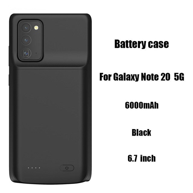 Caso de bateria externa de carregamento caso de energia para samsung nota 20 ultra 5g power bank carregador de bateria casos para galaxy note 20 5g: Black For Note 20