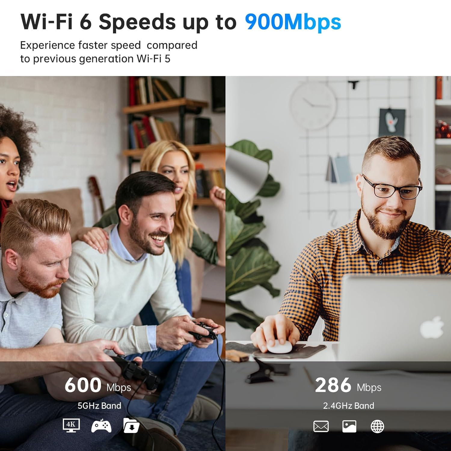 Fenvi 900Mbps WiFi 6 Adattatore USB Bluetooth 5.3 AX900 USB Dongle Scheda di rete wireless Dual Band 2.4/5G Driver gratuito per PC portatile
