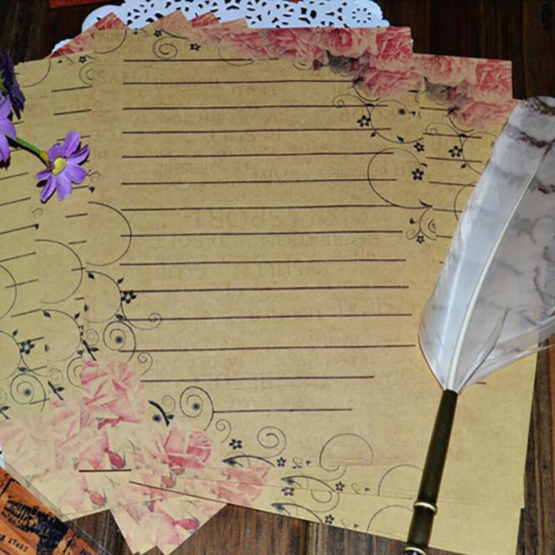 8Pcs Office Papers Land Stijl Envelop Brief Papier Kantoor Bericht Schrijven Liefde Papier Brief Set School Briefpapier Supply