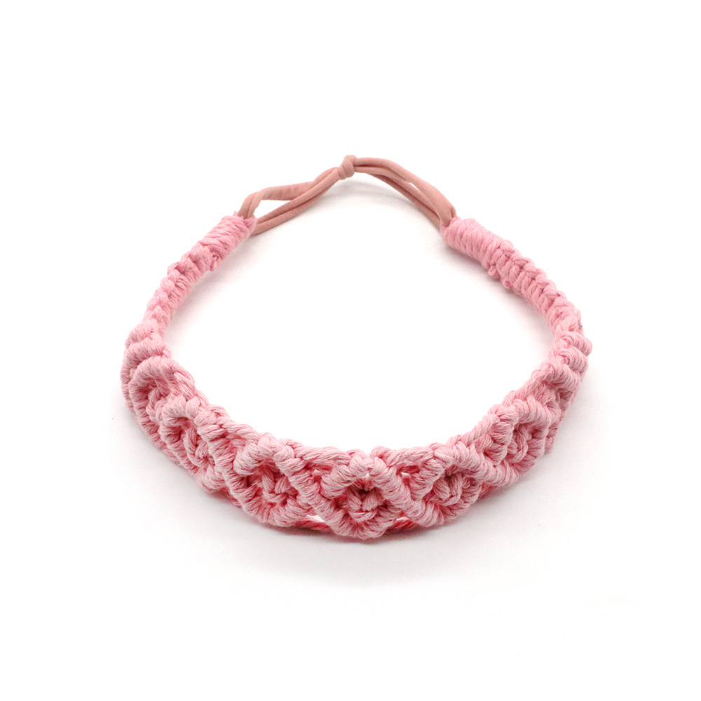 Serre-tête en macramé pour adulte, serre-tête Chic et bohème, accessoires pour cheveux, Turban élastique, couleur unie: PINK
