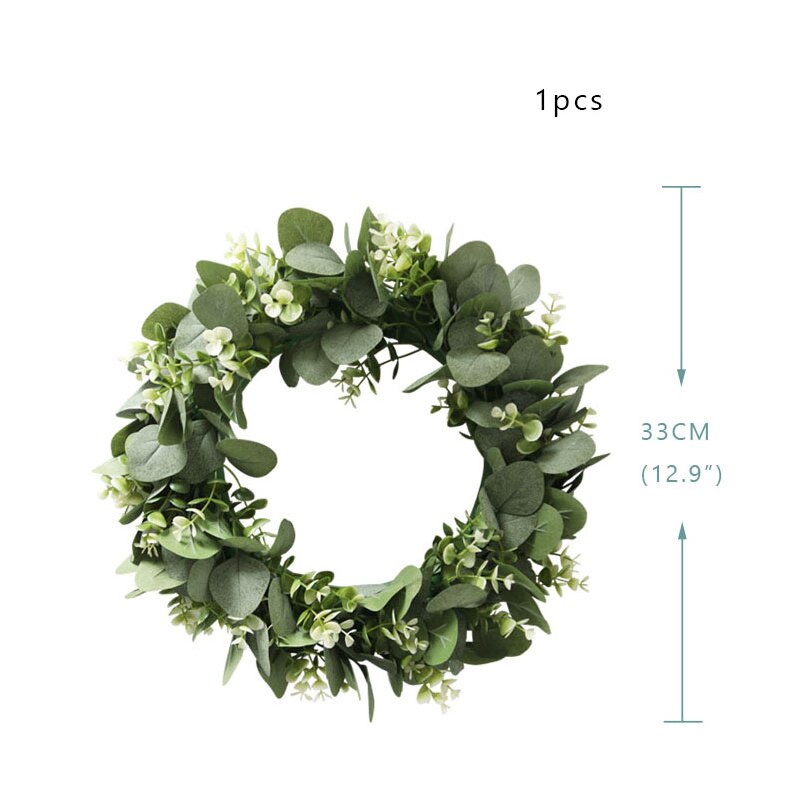 Green Eucalyptus Wreath Artificial Eucalyptus Leaves Wreath Spring Summer Greenery Wreath for Front Door Garden Outside Decor
