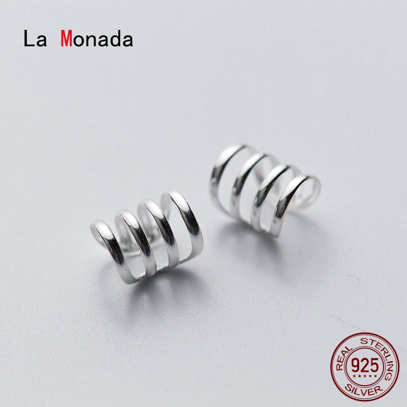 La Monada Clip On Earrings Women Hoop Minimalist Fine Jewelry 925 Sterling Silver Ear Cuff Clip Earrings For Women Korean Simple