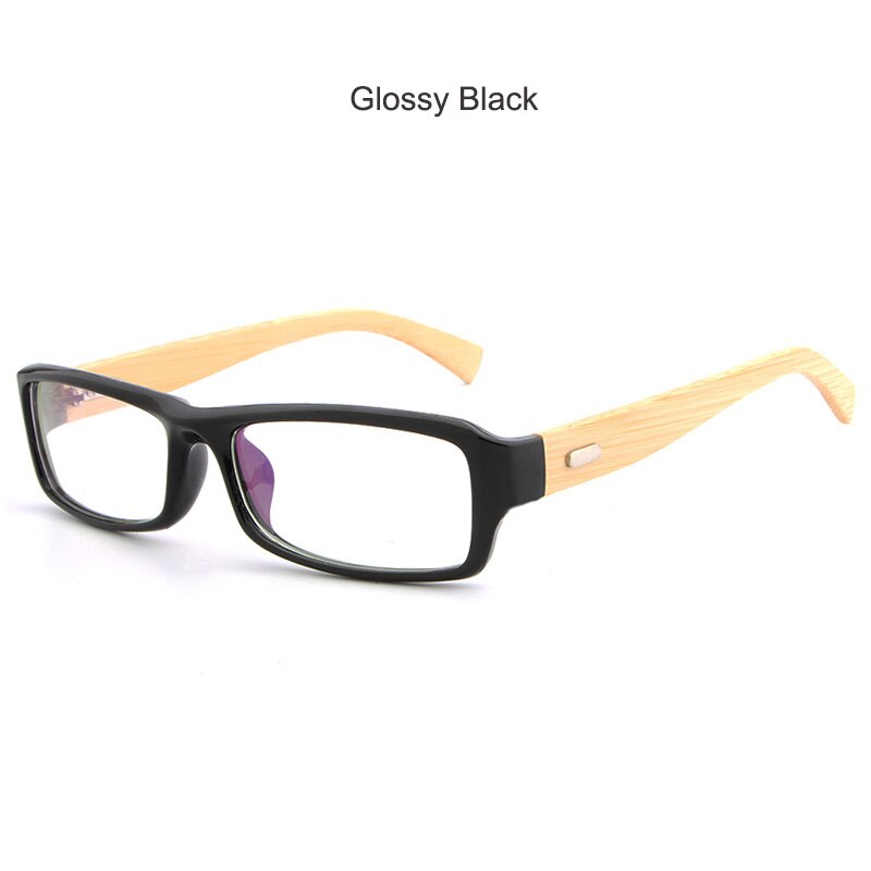HDCRAFTER-montures de lunettes de Prescription, Grain de bois, monture optique pour myopie, avec lentille transparente, pour hommes et femmes, montures pour lunettes: 6811-Glossy Black