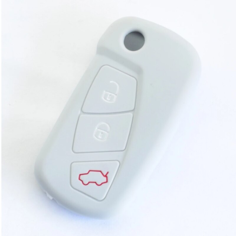 3 Buttons Silicone Car Key Case for Ford KA MK2 Aftermarket Folding Keychain Holder Remote Control Fob Protector Cover: White gray
