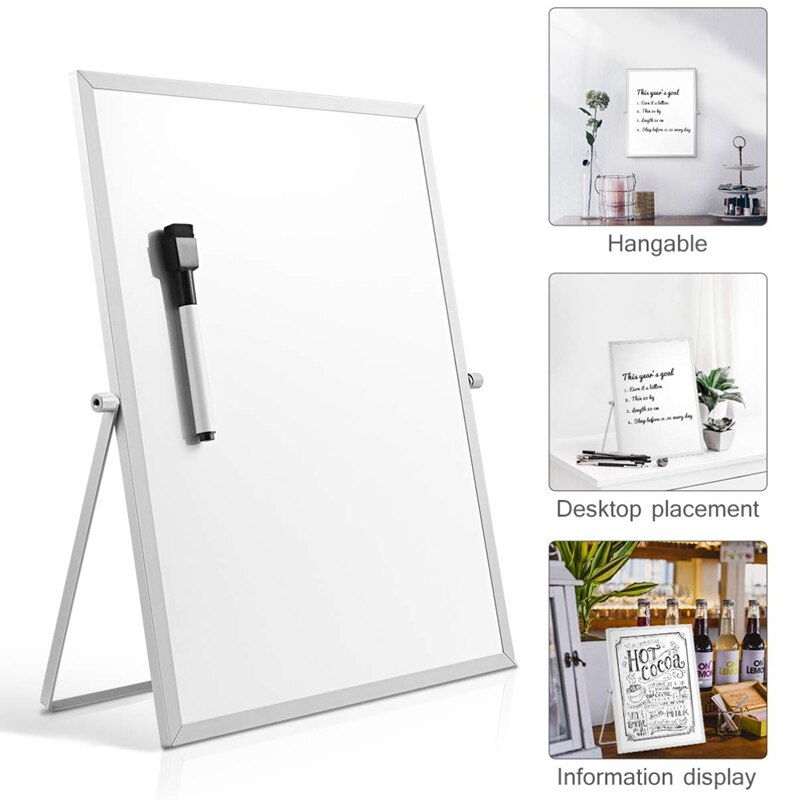 Magnetic Dry Erase Board with Stand for Desktop Double Sided White Board Planner Reminder for School Office 11 inch X 7 inch