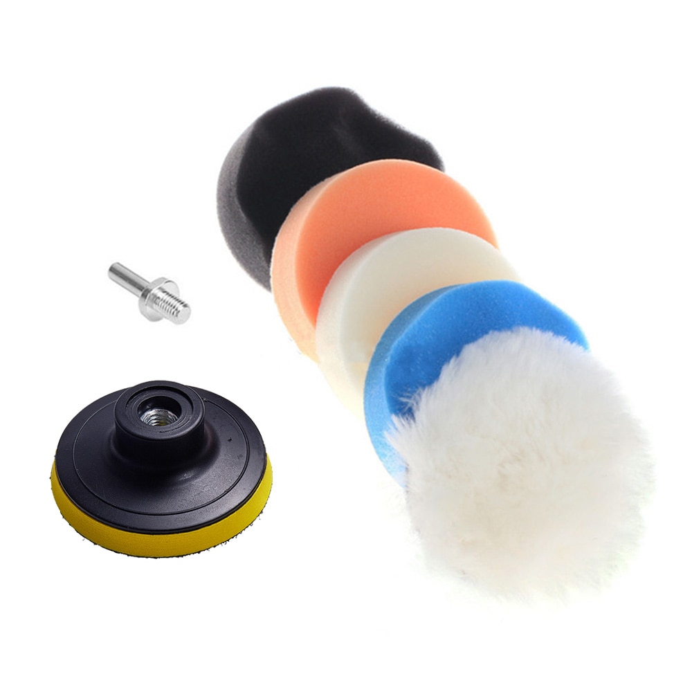 7pcs Car Polishing Pad Kit For Car polish Tool 3" Buffer Pad Set Waxing Buffing Pad Drill Set Polishing Wash Brush