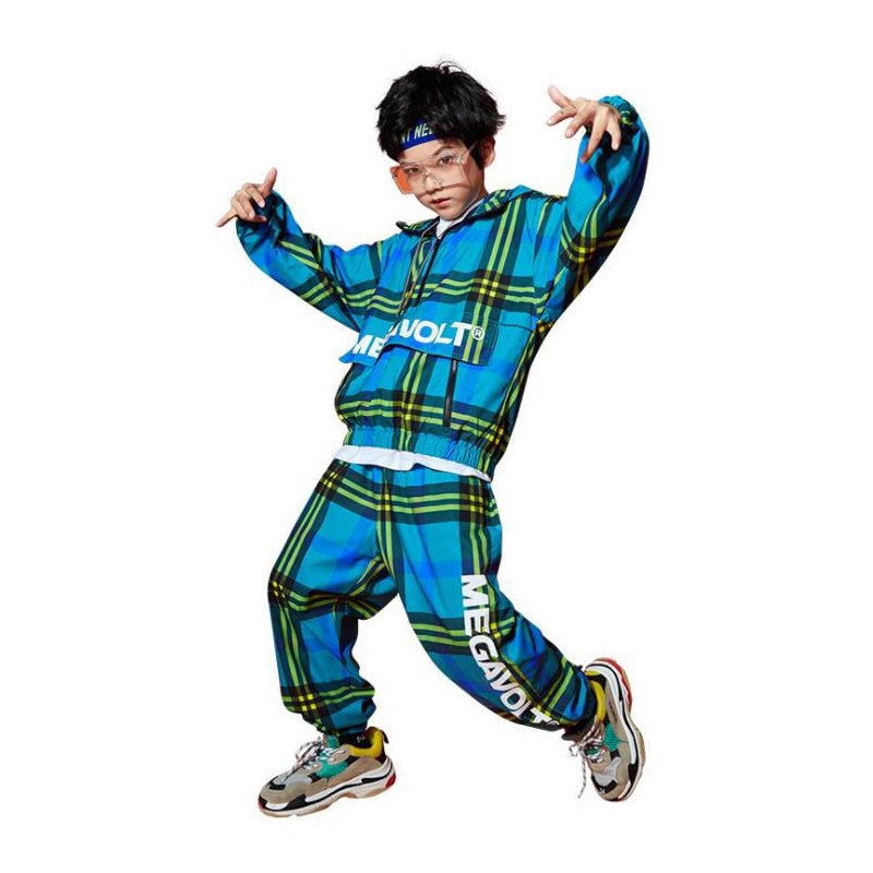 Ropa de Hip Hop de Festival para Niños, camisa de gran tamaño, ropa de calle a cuadros, pantalones para niñas, traje de baile de Jazz, conjunto de ropa