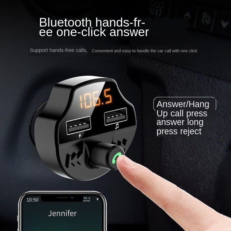 Auto Fm-zender Bluetooth 5.0 Auto Telefoon Mp3 Speler Met Batterij Voltage Detection Tf Card MP3