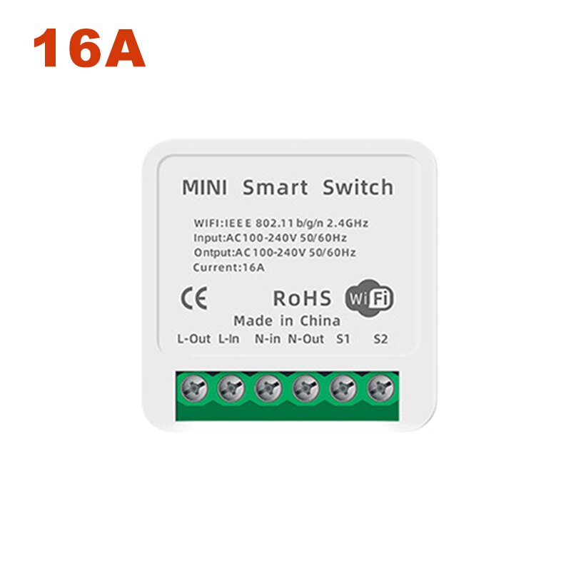 16A 10A Mini Smart Wifi DIY Switch Smart Home Universal Module Works With Alexa Google Home Smart Switch: 16A
