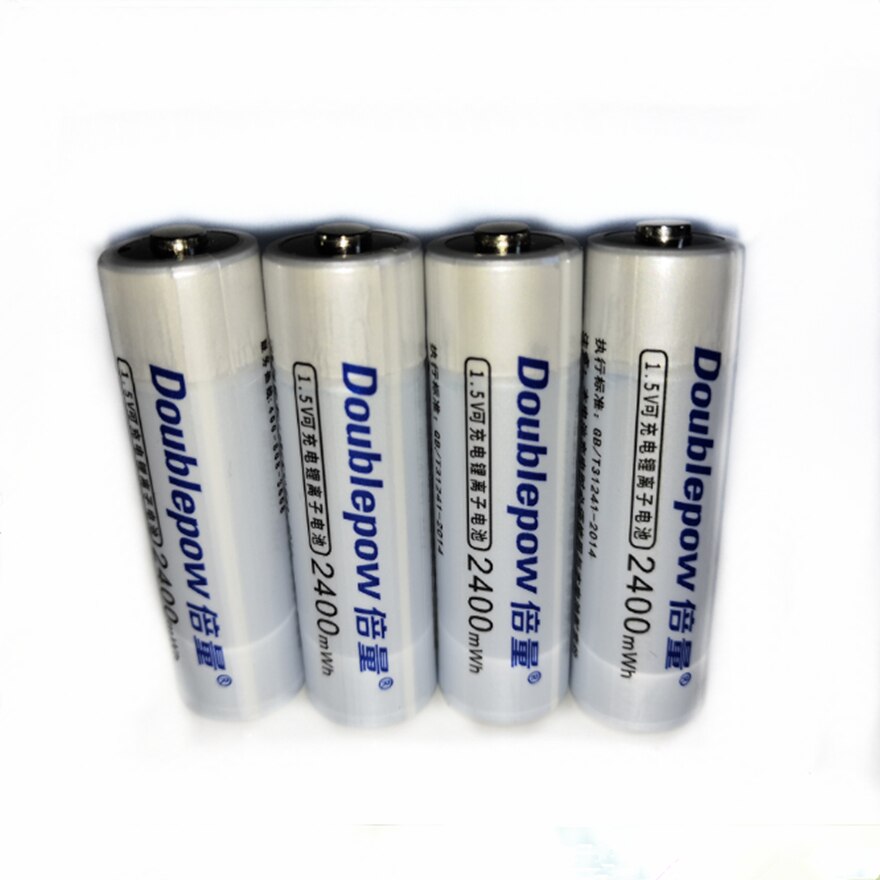 1.5v 2400 mwh aa uppladdningsbart batteri aa litiumbatteri snabb laddning via usb 4- plats smart laddare: E