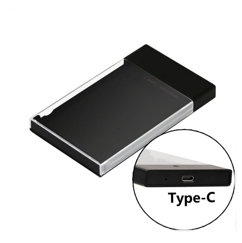 Carcasa de disco duro transparente USB 3,1 UASP tipo C a Sata 3,0 Funda de disco duro 2,5 pulgadas con Cable tipo C