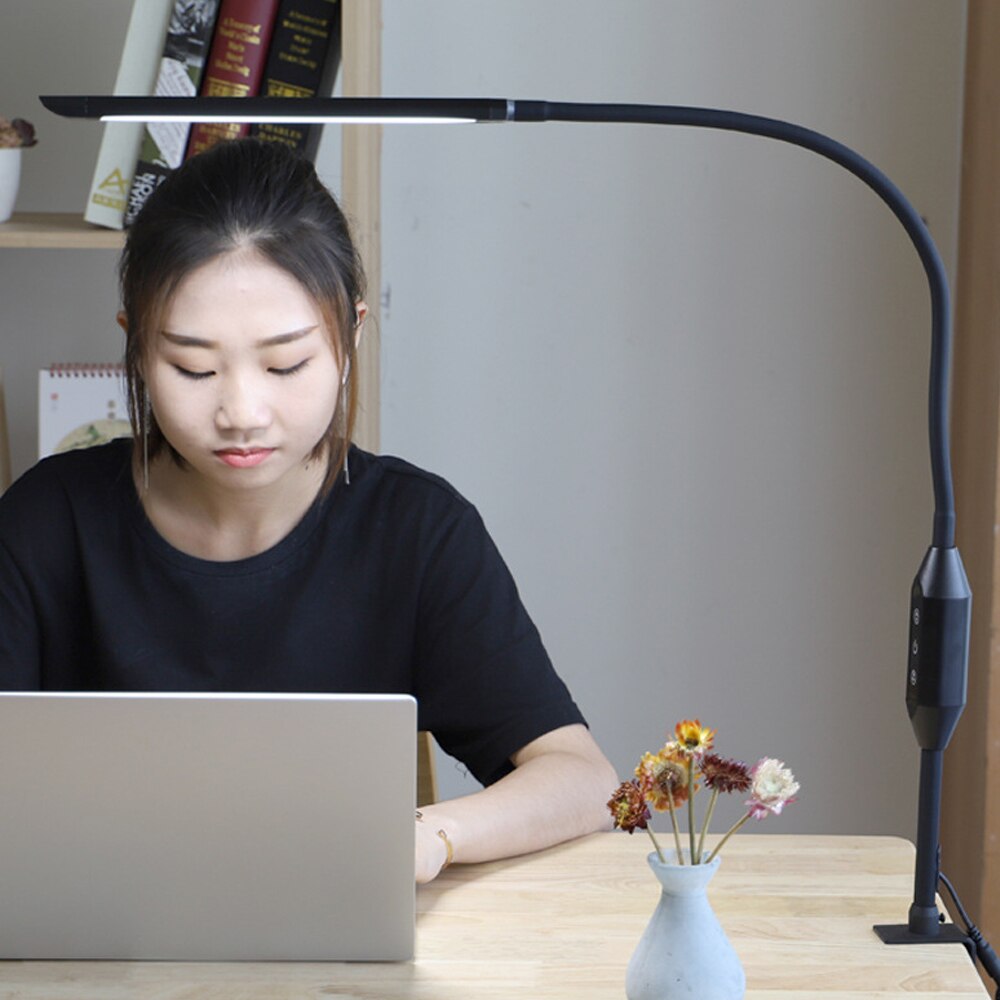 Led Desk Lamp Eye-protected Lamp Extra Long Arm Table Lamp Clip OfficeRemote Control For Bedroom Led Light 5-Level Brightness