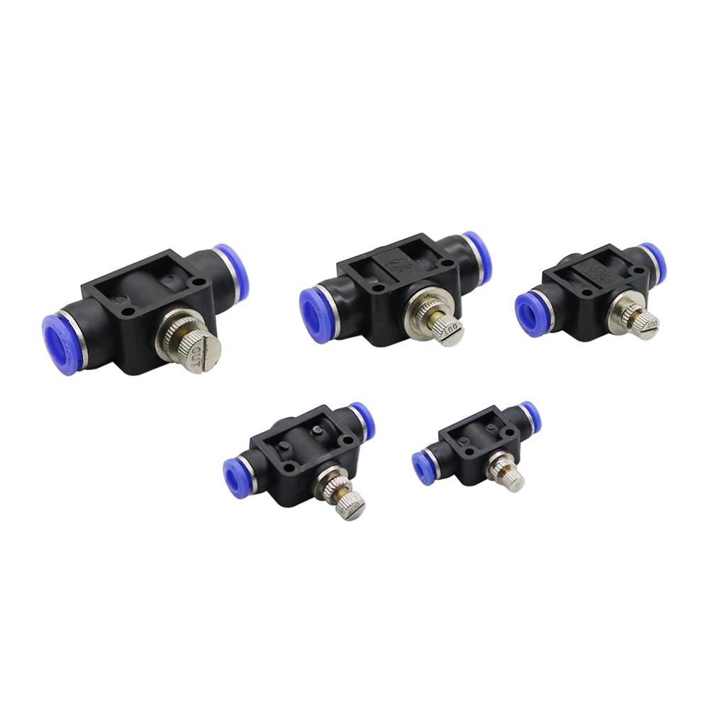 Pneumatic Airflow Regulator 4mm 6mm 8mm 10mm 12mm OD Hose Tube Gas Flow Adjust Valve Air Speed Control Valve Pneumatic Fitting