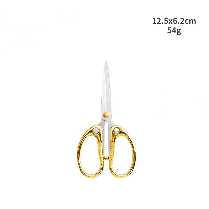 Office Scissors Stainless Steel Zinc Alloy Paper Cutting Scissors Children Students Cut Stationery Scissors: Gold 3