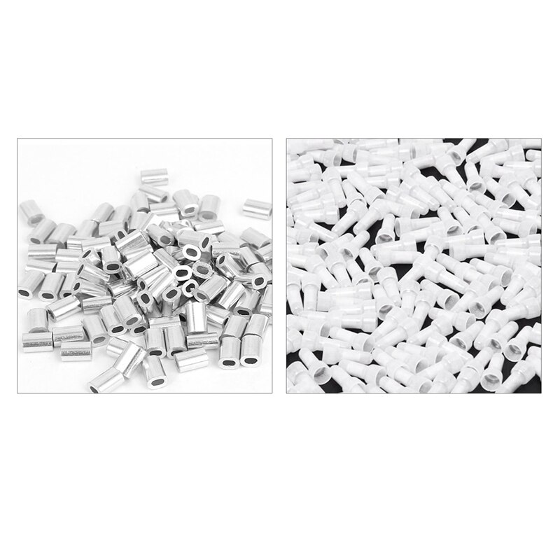 Top-200 Pcs CE1 Closed End Wire Connectors 22-18 Gauge Crimp Caps White & 100 Pcs 0.8Mm 1/32-Inch Wire Rope Aluminum Ferrules Sl