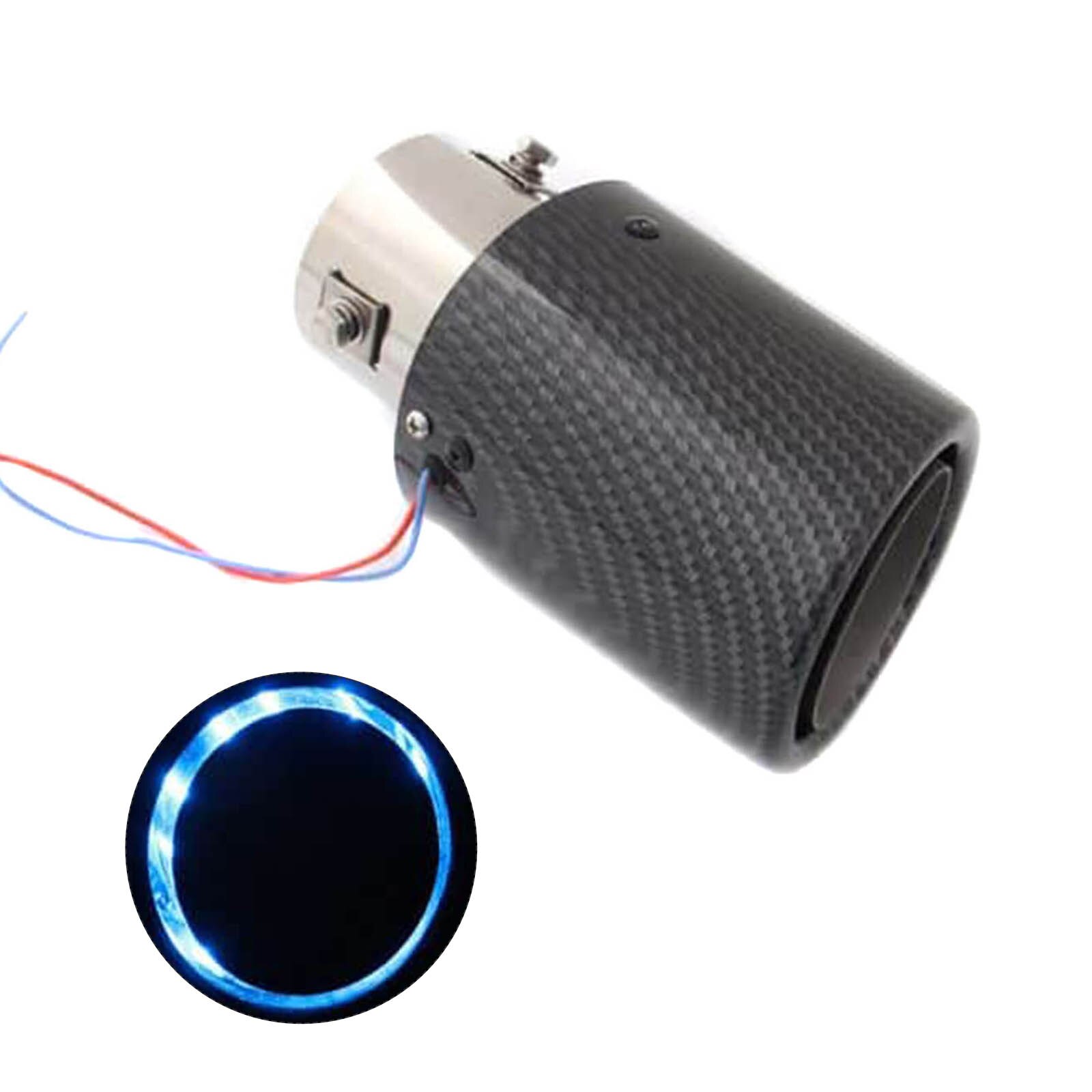 Carbon Fiber Led Uitlaat Tip Light-Emitting Auto Uitlaatpijp Uitlaat Uitlaatpijpen Met Hoge Temperatuur Led Licht F-Best: Blauw