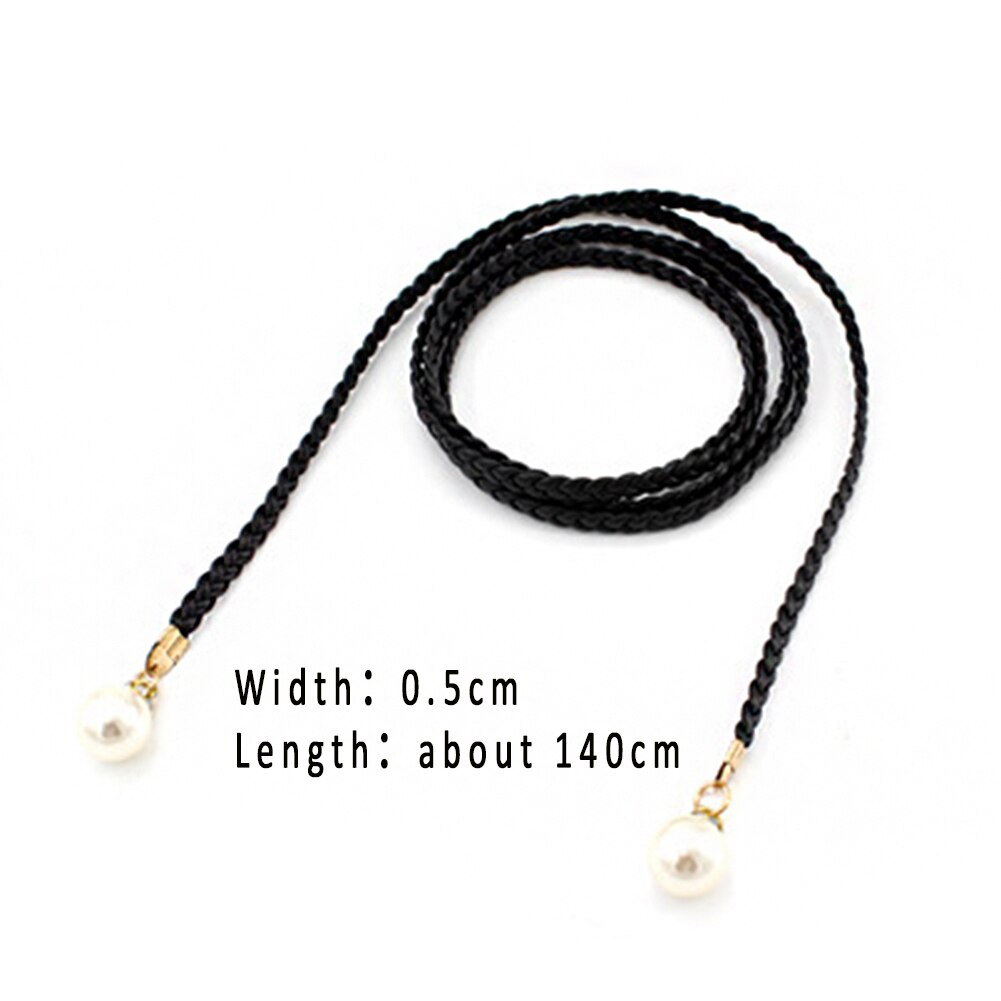 Thin Braid Women Belt Woven Tassel Pearl Waist Strap Boho Girls Waistband Waist Rope Waist Belts For Dress Accessories