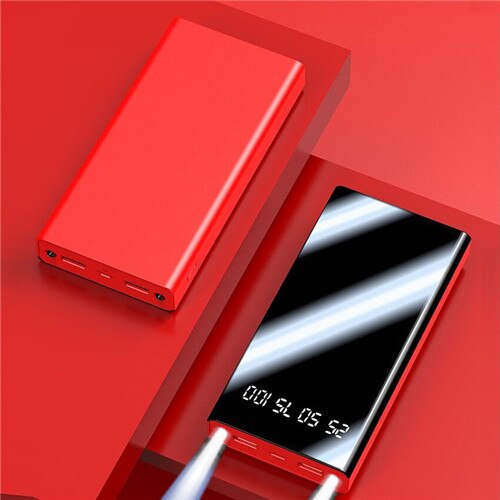 50000Mah Mobiele Power Bank Met Zaklamp Led Digitale Display Snel Opladen Externe Batterij Travel Outdoor Draagbare Oplader: Rood