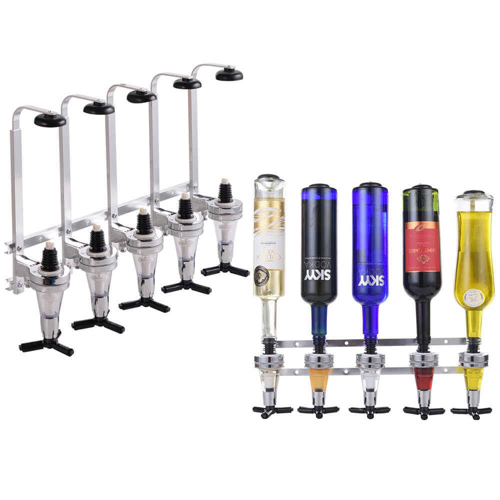 4/5/6 flaske sprit dispenser veggmontert alkohol drink shot cocktail shaker, bar verktøy roterende vin drikke whisky dispenser