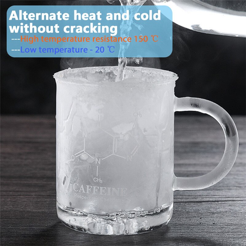 Caffeine Beaker Mug Graduated Beaker Mug with Handle Borosilicate Glass Cup Multi-Function Food Grade Measuring Cup