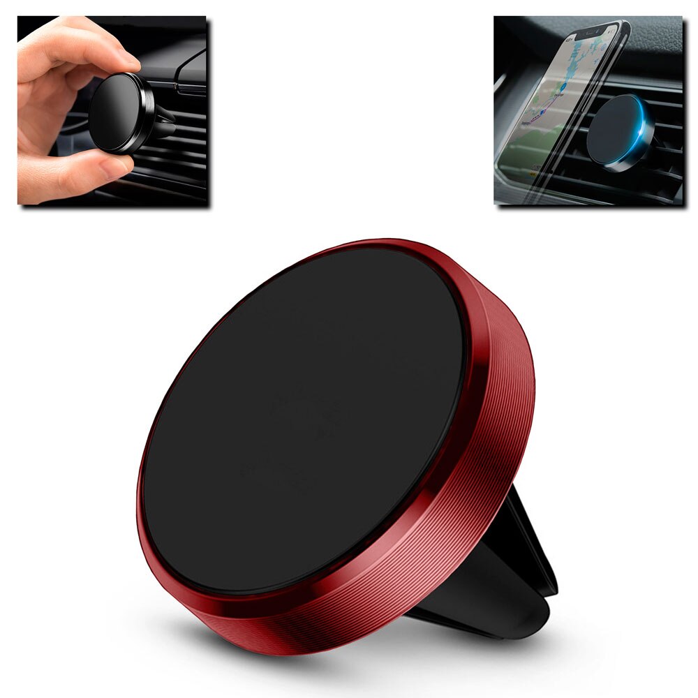 OcioDual Mini Magnetische Beugel voor Auto Raster met Krachtige Magneet voor Telefoon GPS MiniSupport voor Mobiele in Voertuig: Rood